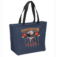 Firefighter Thin Red Line Flag Skull Zip Tote Bag