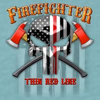 Firefighter Thin Red Line Flag Skull Sueded Cloud Jersey T-Shirt
