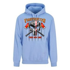 Firefighter Thin Red Line Flag Skull Unisex Surf Hoodie