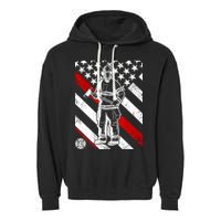 Firefighter Thin Red Line Serve Honor Rescue Garment-Dyed Fleece Hoodie