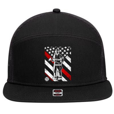 Firefighter Thin Red Line Serve Honor Rescue 7 Panel Mesh Trucker Snapback Hat