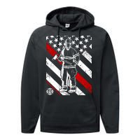 Firefighter Thin Red Line Serve Honor Rescue Performance Fleece Hoodie