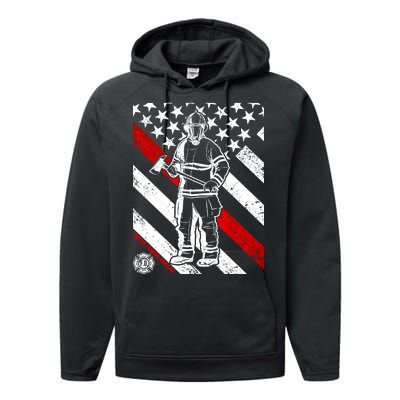 Firefighter Thin Red Line Serve Honor Rescue Performance Fleece Hoodie