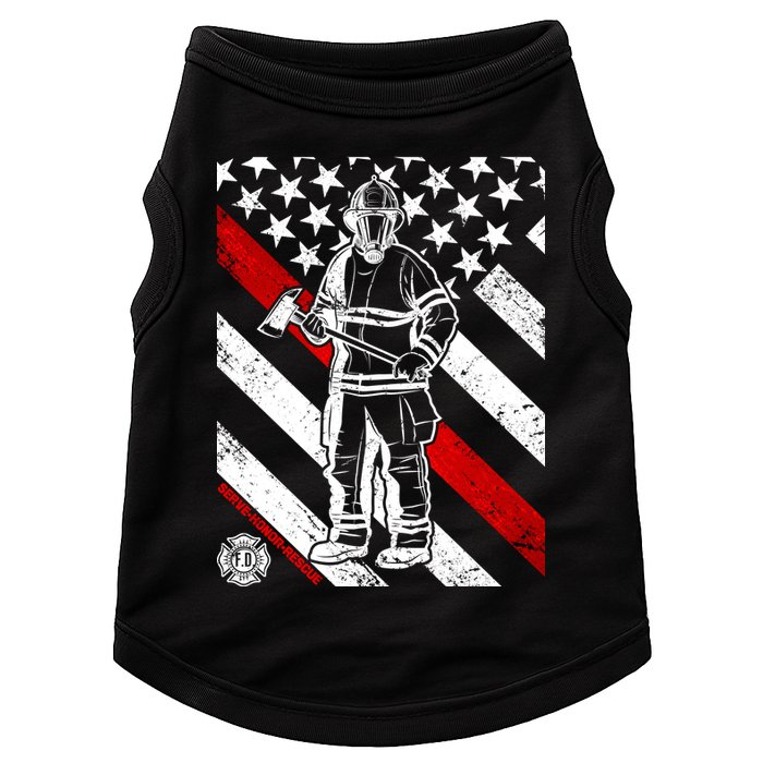 Firefighter Thin Red Line Serve Honor Rescue Doggie Tank