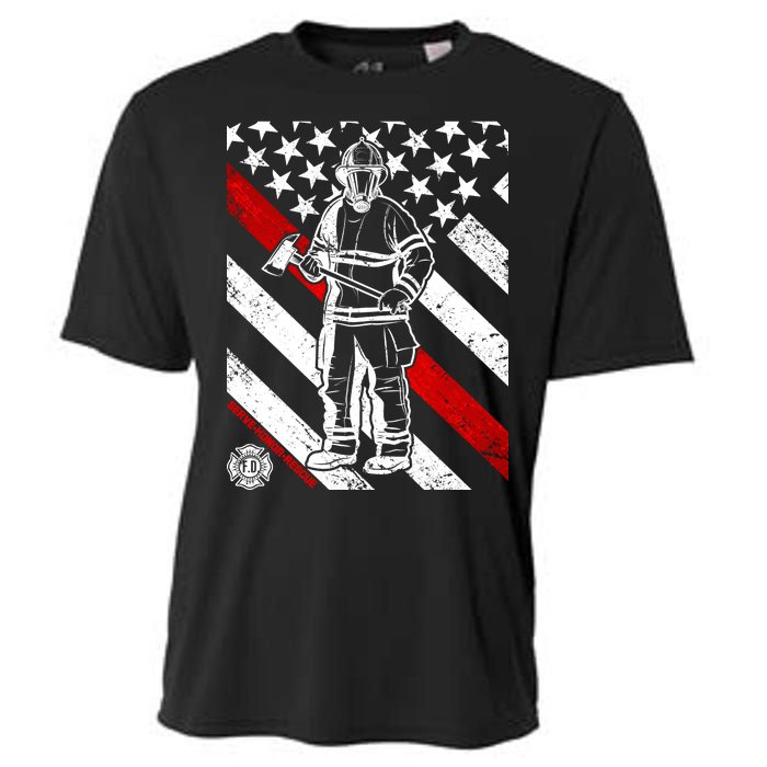 Firefighter Thin Red Line Serve Honor Rescue Cooling Performance Crew T-Shirt