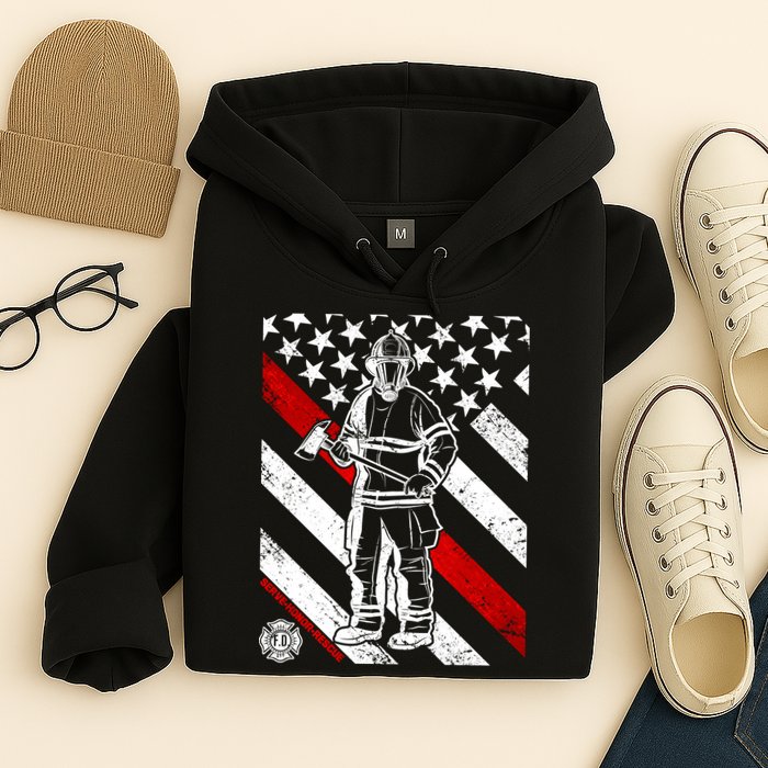 Firefighter Thin Red Line Serve Honor Rescue Hoodie
