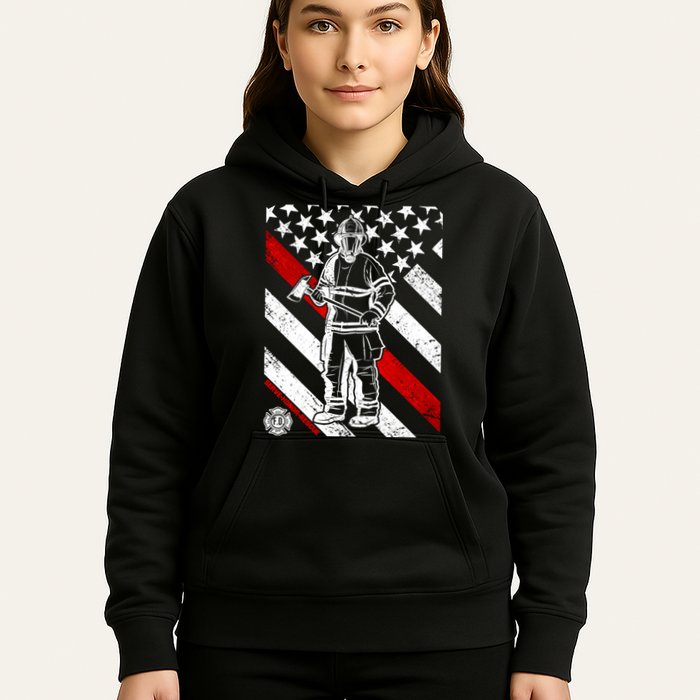 Firefighter Thin Red Line Serve Honor Rescue Hoodie