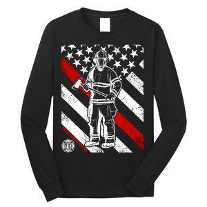 Firefighter Thin Red Line Serve Honor Rescue Long Sleeve Shirt