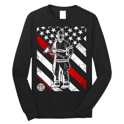 Firefighter Thin Red Line Serve Honor Rescue Long Sleeve Shirt