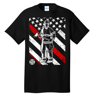 Firefighter Thin Red Line Serve Honor Rescue Tall T-Shirt