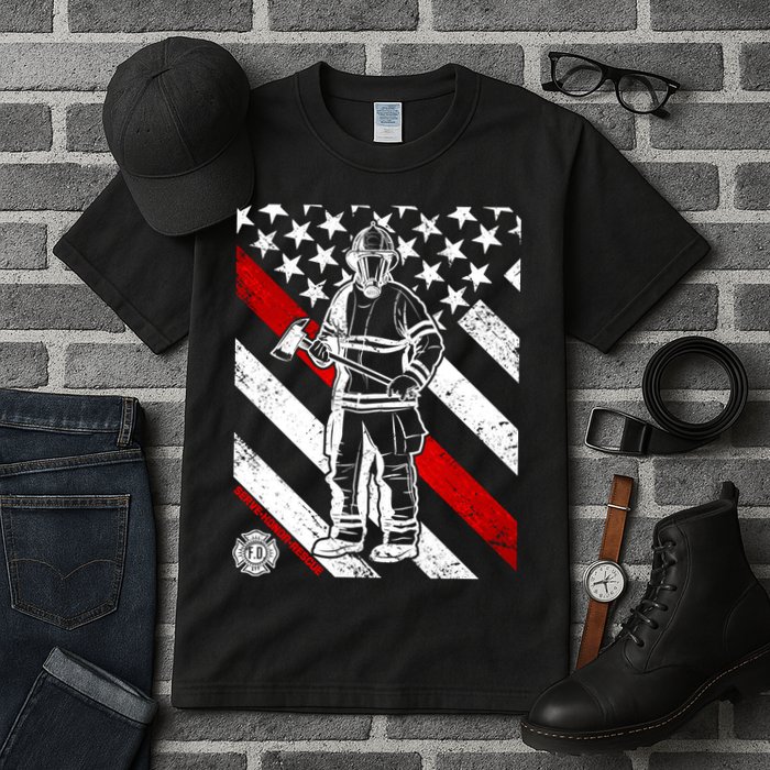 Firefighter Thin Red Line Serve Honor Rescue Tall T-Shirt