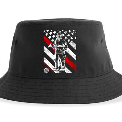 Firefighter Thin Red Line Serve Honor Rescue Sustainable Bucket Hat