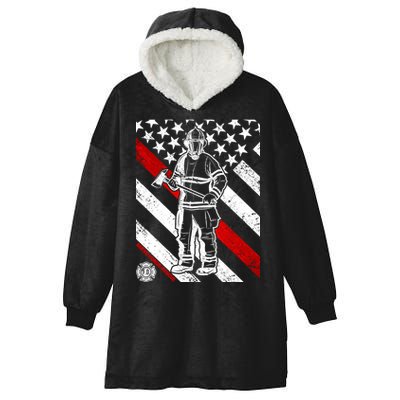 Firefighter Thin Red Line Serve Honor Rescue Hooded Wearable Blanket