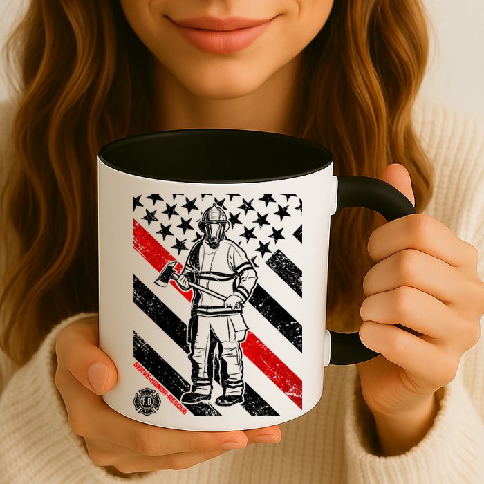 Firefighter Thin Red Line Serve Honor Rescue Mug