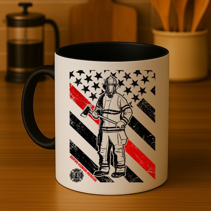 Firefighter Thin Red Line Serve Honor Rescue Mug