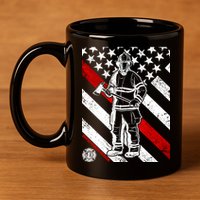 Firefighter Thin Red Line Serve Honor Rescue 11oz C Handle Ceramic Mug