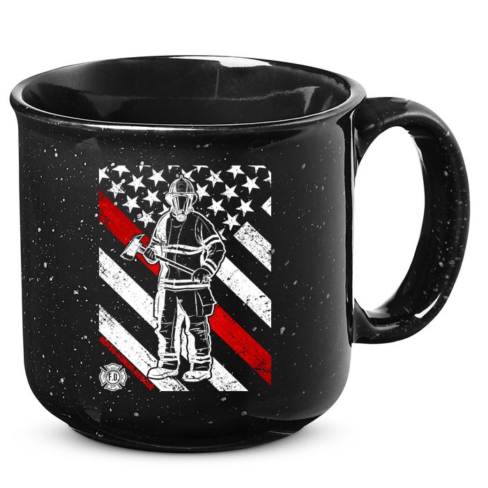 Firefighter Thin Red Line Serve Honor Rescue 15oz Campfire Ceramic Mug