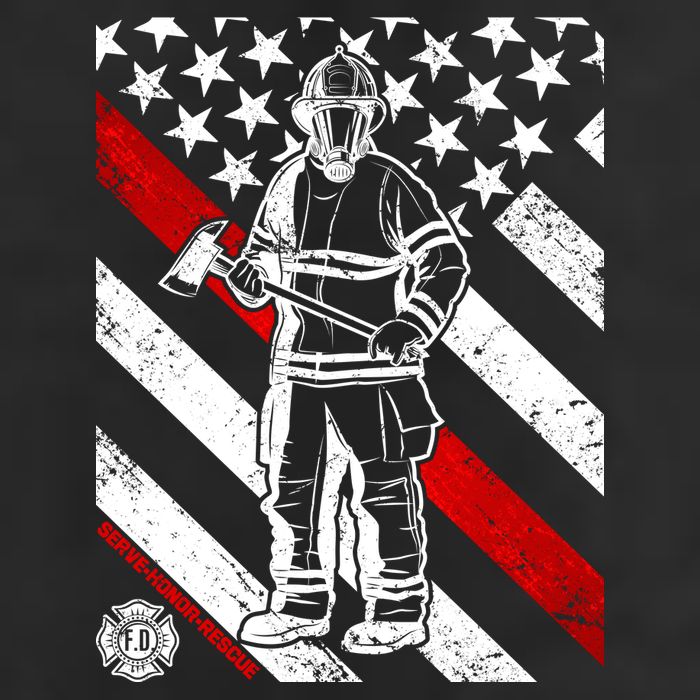 Firefighter Thin Red Line Serve Honor Rescue Beanie