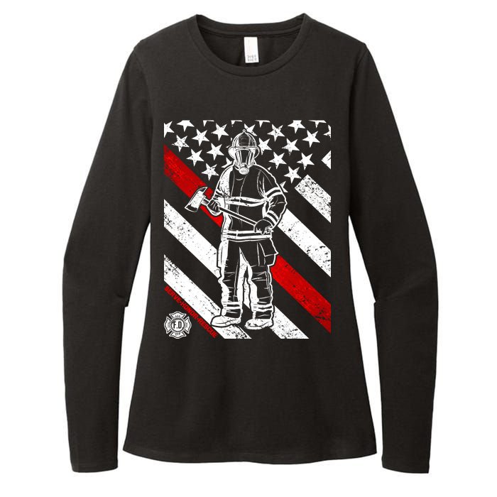 Firefighter Thin Red Line Serve Honor Rescue Womens CVC Long Sleeve Shirt