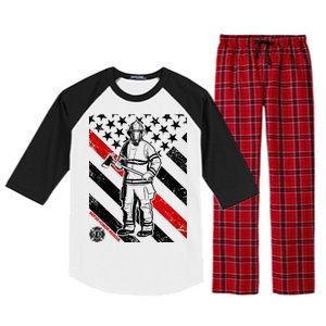 Firefighter Thin Red Line Serve Honor Rescue Raglan Sleeve Pajama Set