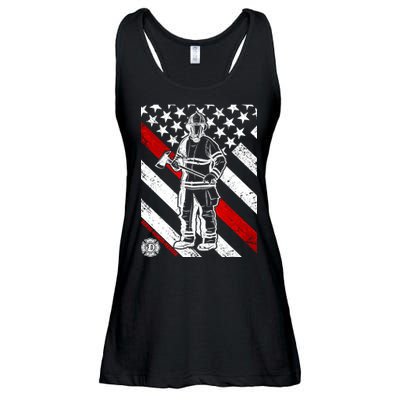 Firefighter Thin Red Line Serve Honor Rescue Ladies Essential Flowy Tank