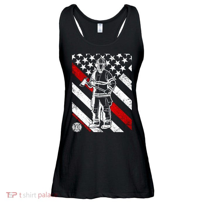 Firefighter Thin Red Line Serve Honor Rescue Ladies Essential Flowy Tank
