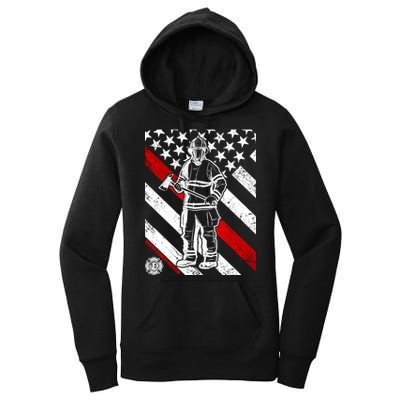 Firefighter Thin Red Line Serve Honor Rescue Women's Pullover Hoodie