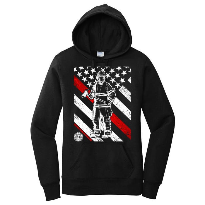 Firefighter Thin Red Line Serve Honor Rescue Women's Pullover Hoodie
