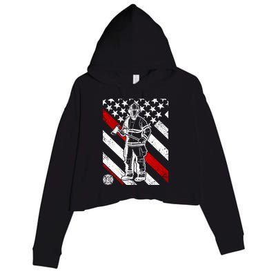 Firefighter Thin Red Line Serve Honor Rescue Crop Fleece Hoodie