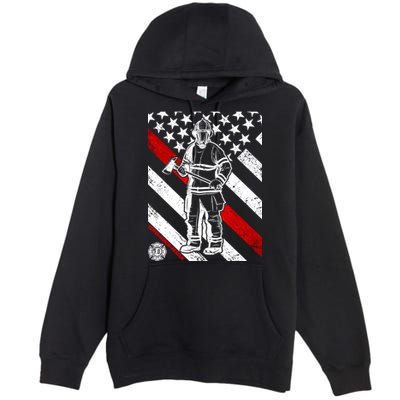 Firefighter Thin Red Line Serve Honor Rescue Premium Pullover Hoodie