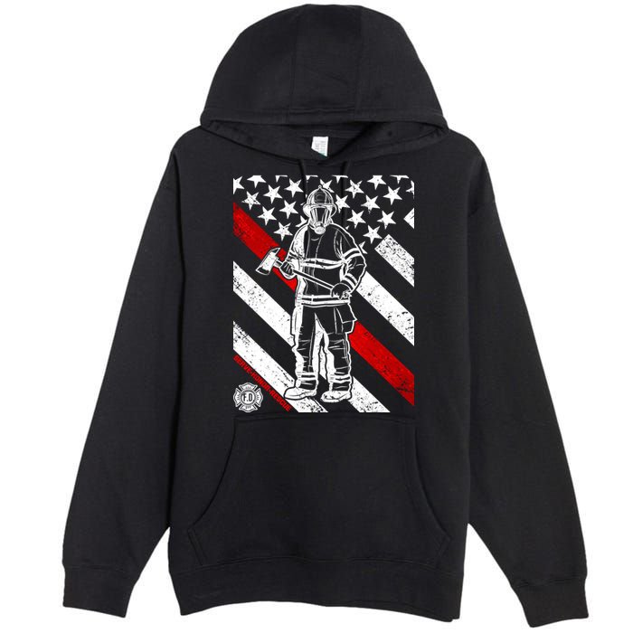 Firefighter Thin Red Line Serve Honor Rescue Premium Pullover Hoodie