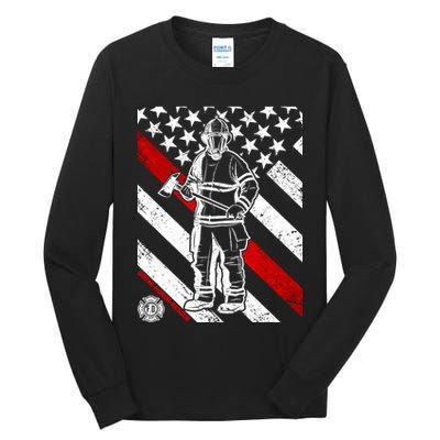 Firefighter Thin Red Line Serve Honor Rescue Tall Long Sleeve T-Shirt