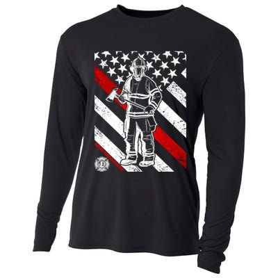 Firefighter Thin Red Line Serve Honor Rescue Cooling Performance Long Sleeve Crew
