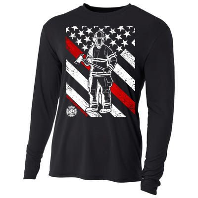 Firefighter Thin Red Line Serve Honor Rescue Cooling Performance Long Sleeve Crew