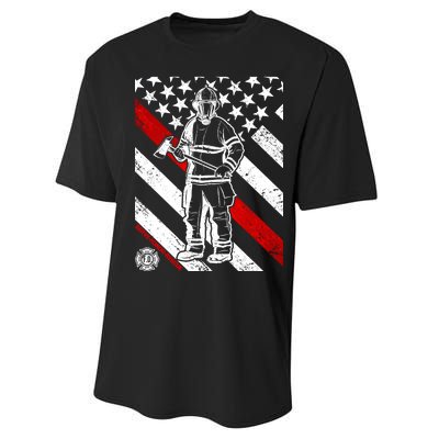 Firefighter Thin Red Line Serve Honor Rescue Performance Sprint T-Shirt