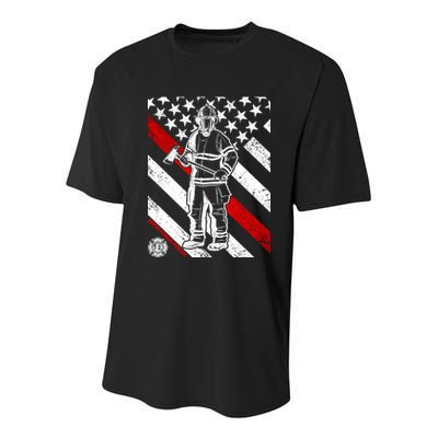 Firefighter Thin Red Line Serve Honor Rescue Youth Performance Sprint T-Shirt