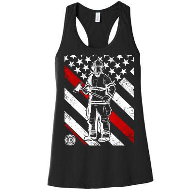 Firefighter Thin Red Line Serve Honor Rescue Women's Racerback Tank