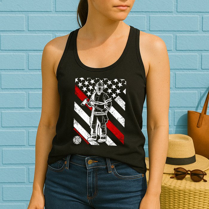 Firefighter Thin Red Line Serve Honor Rescue Womens Tank Top