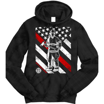 Firefighter Thin Red Line Serve Honor Rescue Tie Dye Hoodie