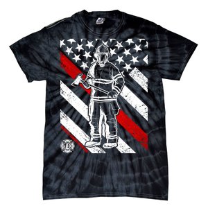 Firefighter Thin Red Line Serve Honor Rescue Tie-Dye T-Shirt