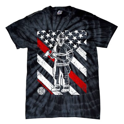 Firefighter Thin Red Line Serve Honor Rescue Tie-Dye T-Shirt