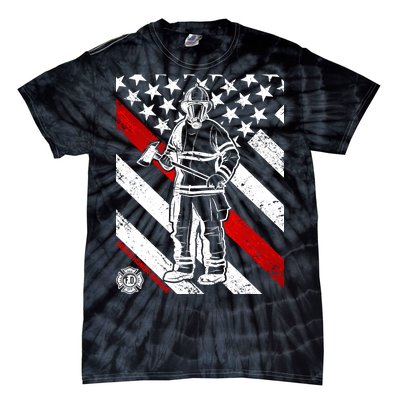 Firefighter Thin Red Line Serve Honor Rescue Tie-Dye T-Shirt