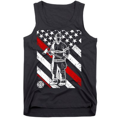 Firefighter Thin Red Line Serve Honor Rescue Tank Top