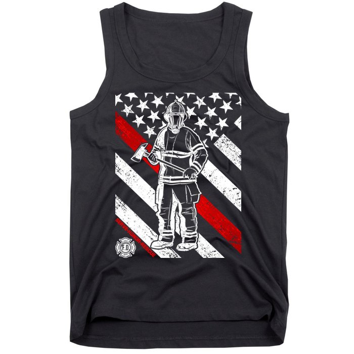 Firefighter Thin Red Line Serve Honor Rescue Tank Top