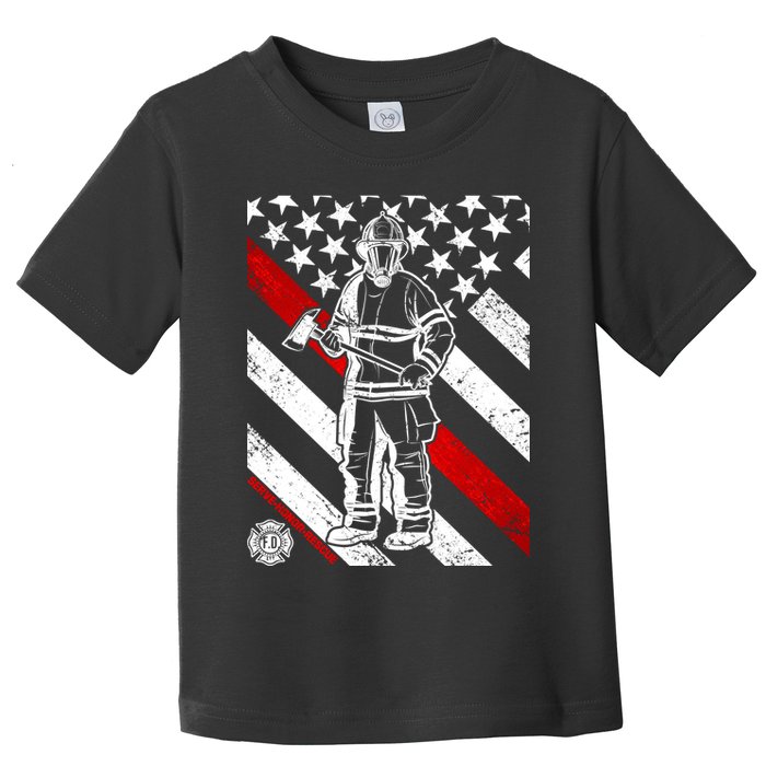 Firefighter Thin Red Line Serve Honor Rescue Toddler T-Shirt