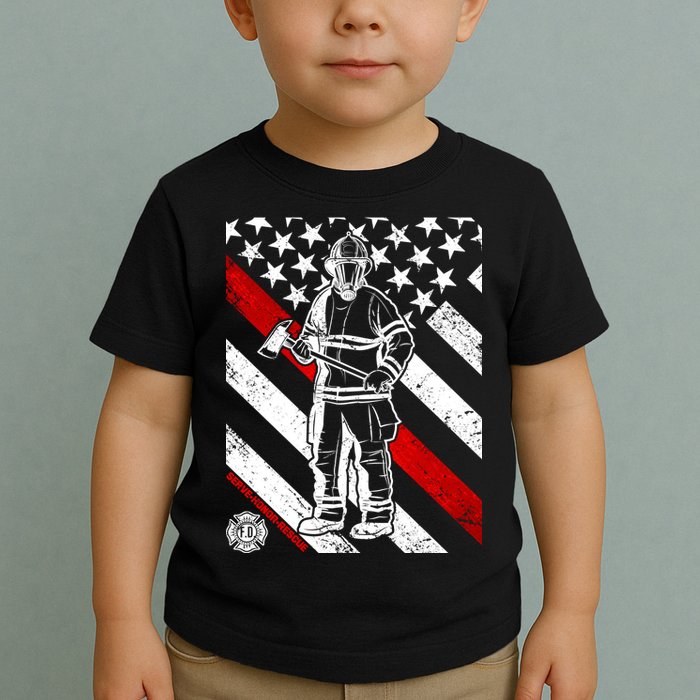 Firefighter Thin Red Line Serve Honor Rescue Toddler T-Shirt