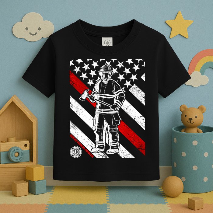 Firefighter Thin Red Line Serve Honor Rescue Toddler T-Shirt