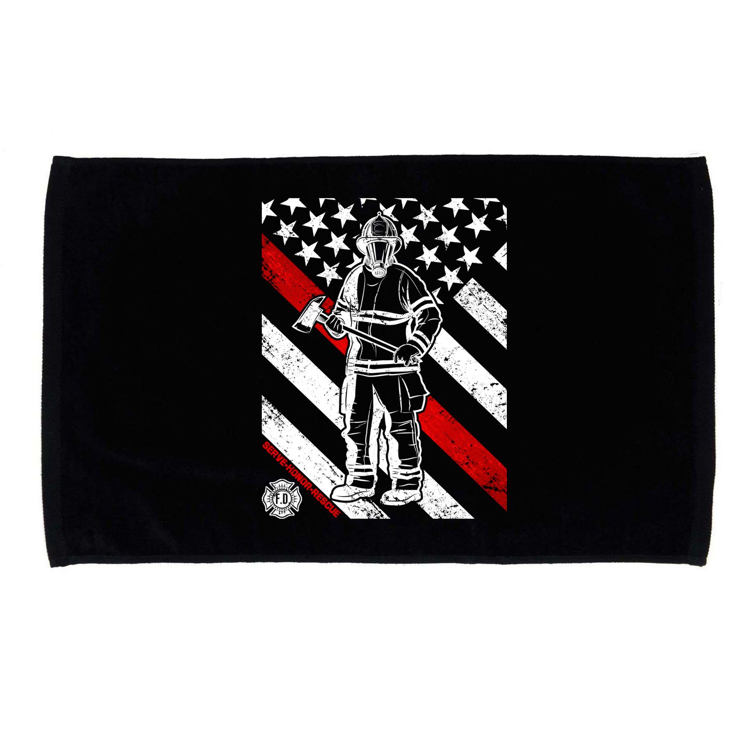 Firefighter Thin Red Line Serve Honor Rescue Microfiber Hand Towel