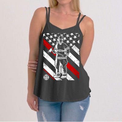 Firefighter Thin Red Line Serve Honor Rescue Women's Strappy Tank