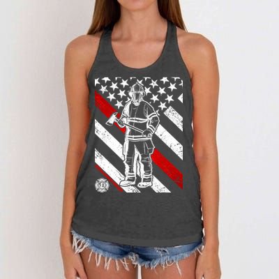 Firefighter Thin Red Line Serve Honor Rescue Women's Knotted Racerback Tank